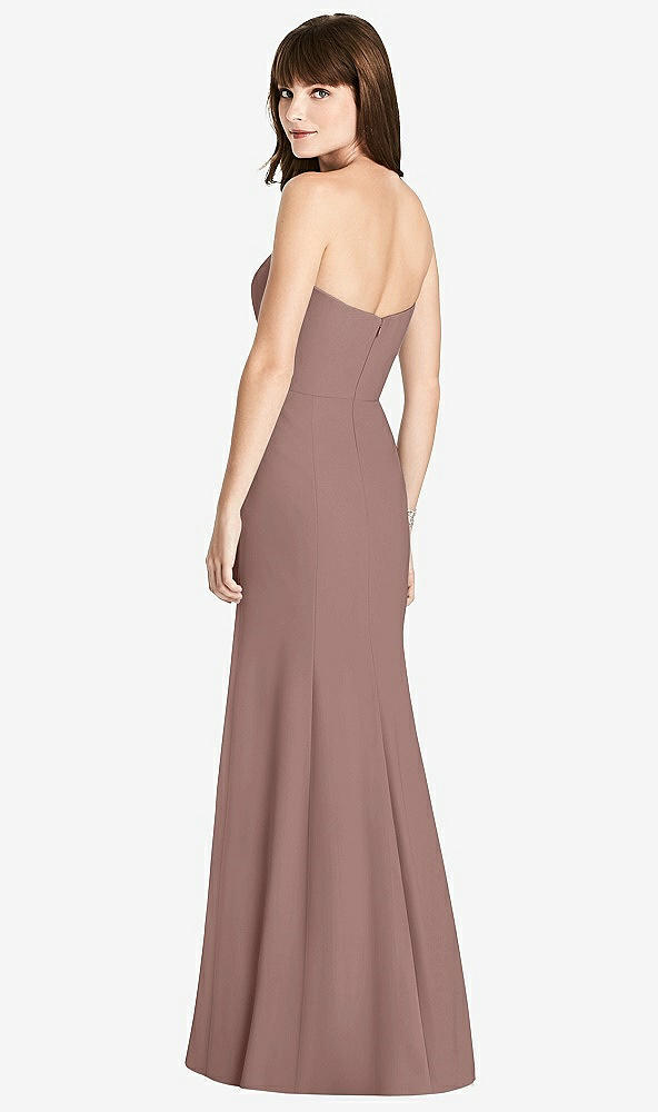 Back View - Sienna Strapless Crepe Trumpet Gown with Front Slit