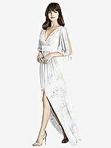 Front View Thumbnail - Bleu Garden Split Sleeve Backless Chiffon Maxi Dress