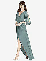 Front View Thumbnail - Icelandic Split Sleeve Backless Chiffon Maxi Dress