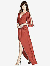 Front View Thumbnail - Amber Sunset Split Sleeve Backless Chiffon Maxi Dress