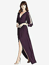 Front View Thumbnail - Aubergine Split Sleeve Backless Chiffon Maxi Dress