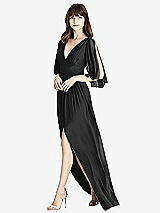 Front View Thumbnail - Black Split Sleeve Backless Chiffon Maxi Dress