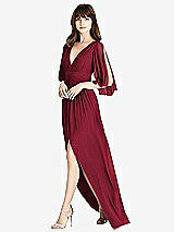 Front View Thumbnail - Burgundy Split Sleeve Backless Chiffon Maxi Dress