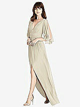 Front View Thumbnail - Champagne Split Sleeve Backless Chiffon Maxi Dress