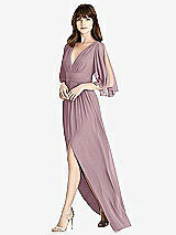 Front View Thumbnail - Dusty Rose Split Sleeve Backless Chiffon Maxi Dress