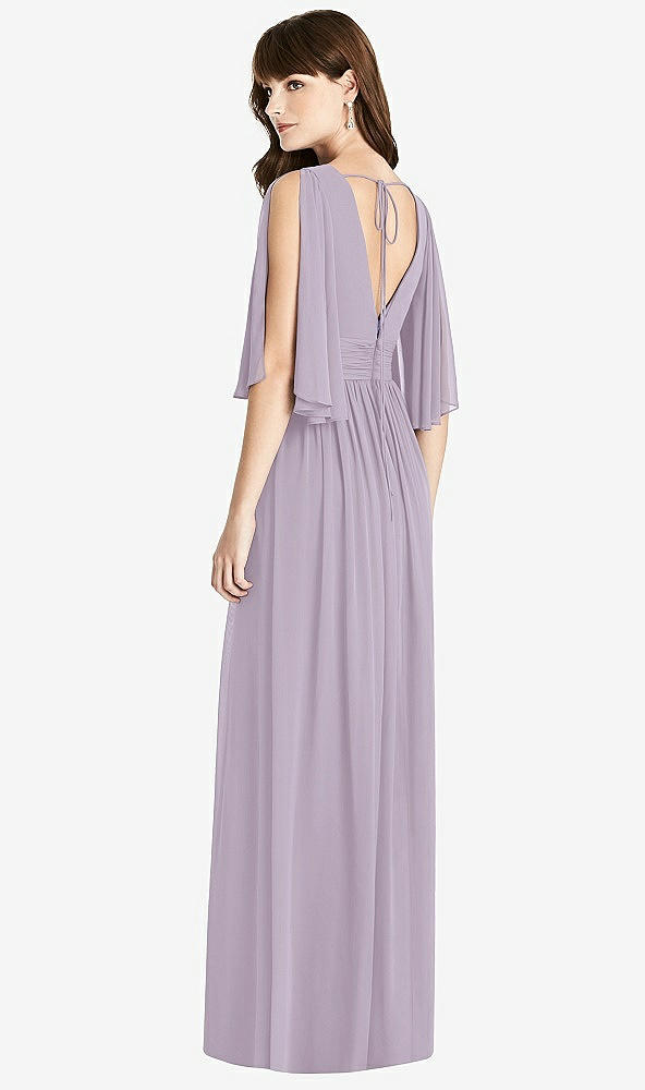 Back View - Lilac Haze Split Sleeve Backless Chiffon Maxi Dress