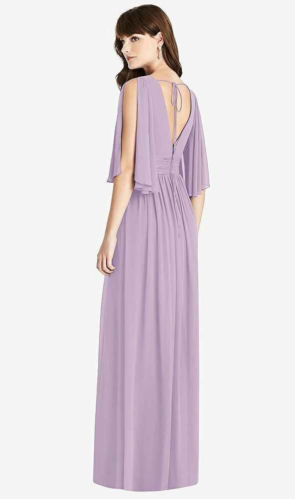 Back View - Pale Purple Split Sleeve Backless Chiffon Maxi Dress