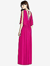 Rear View Thumbnail - Think Pink Split Sleeve Backless Chiffon Maxi Dress