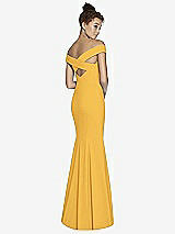 Alt View 1 Thumbnail - NYC Yellow Off-the-Shoulder Criss Cross Back Trumpet Gown