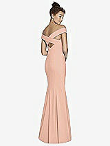 Alt View 1 Thumbnail - Pale Peach Off-the-Shoulder Criss Cross Back Trumpet Gown