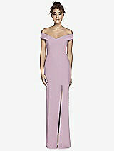 Alt View 2 Thumbnail - Suede Rose Off-the-Shoulder Criss Cross Back Trumpet Gown