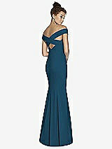 Alt View 1 Thumbnail - Atlantic Blue Off-the-Shoulder Criss Cross Back Trumpet Gown