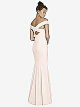 Alt View 1 Thumbnail - Blush Off-the-Shoulder Criss Cross Back Trumpet Gown