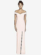 Alt View 2 Thumbnail - Blush Off-the-Shoulder Criss Cross Back Trumpet Gown