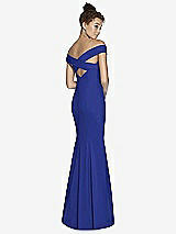 Alt View 1 Thumbnail - Cobalt Blue Off-the-Shoulder Criss Cross Back Trumpet Gown