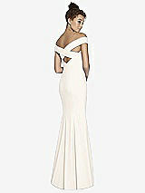 Alt View 1 Thumbnail - Ivory Off-the-Shoulder Criss Cross Back Trumpet Gown