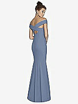 Alt View 1 Thumbnail - Larkspur Blue Off-the-Shoulder Criss Cross Back Trumpet Gown