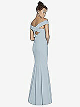 Alt View 1 Thumbnail - Mist Off-the-Shoulder Criss Cross Back Trumpet Gown