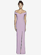 Alt View 2 Thumbnail - Pale Purple Off-the-Shoulder Criss Cross Back Trumpet Gown