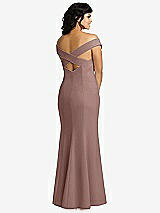 Rear View Thumbnail - Sienna Off-the-Shoulder Criss Cross Back Trumpet Gown