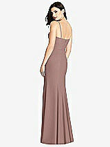 Rear View Thumbnail - Sienna Seamed Bodice Crepe Trumpet Gown with Front Slit