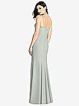 Rear View Thumbnail - Willow Green Seamed Bodice Crepe Trumpet Gown with Front Slit