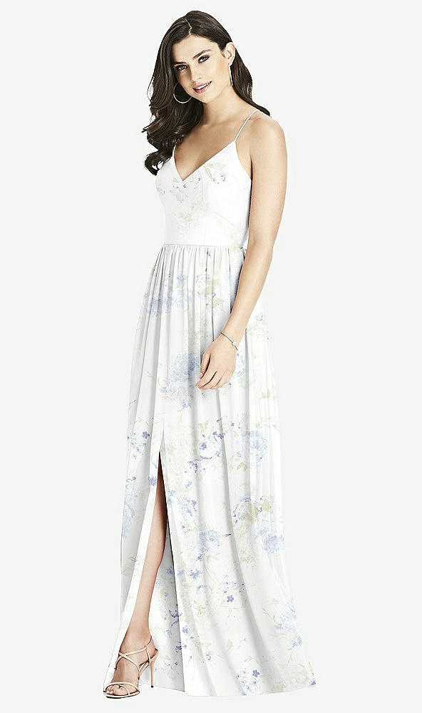 Front View - Bleu Garden Criss Cross Strap Backless Maxi Dress