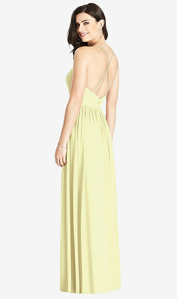 Back View - Butter Yellow Criss Cross Strap Backless Maxi Dress