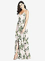 Front View Thumbnail - Palm Beach Print Criss Cross Strap Backless Maxi Dress