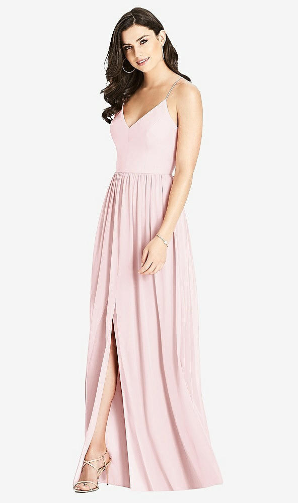 Front View - Ballet Pink Criss Cross Strap Backless Maxi Dress