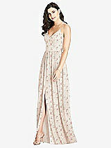 Front View Thumbnail - Coquette Floral Print Criss Cross Strap Backless Maxi Dress