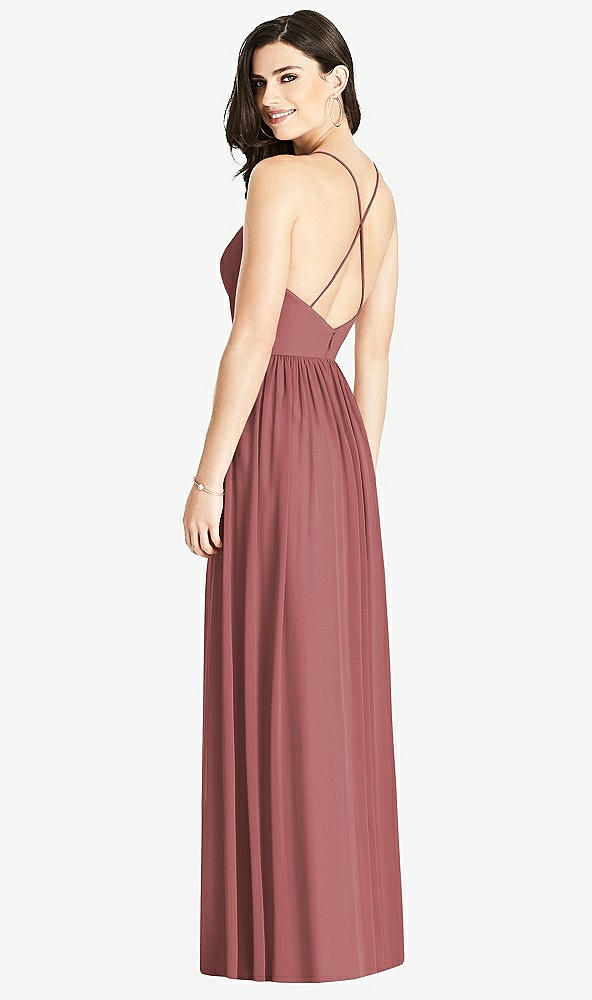 Back View - English Rose Criss Cross Strap Backless Maxi Dress