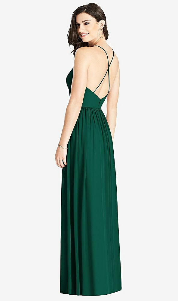 Back View - Hunter Green Criss Cross Strap Backless Maxi Dress