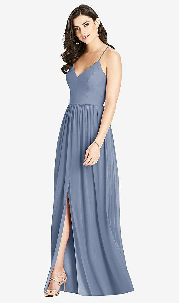 Front View - Larkspur Blue Criss Cross Strap Backless Maxi Dress