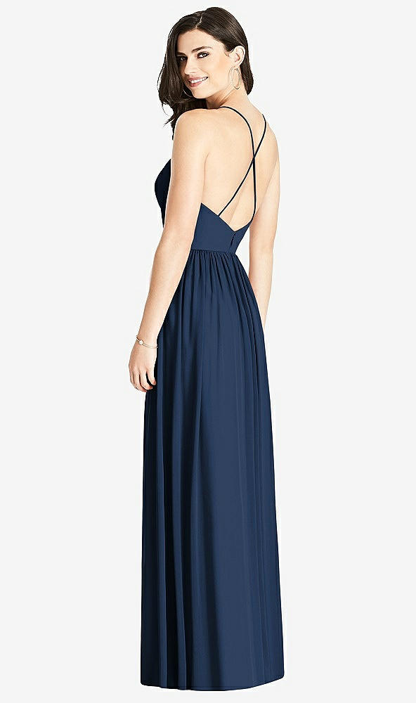 Back View - Midnight Navy Criss Cross Strap Backless Maxi Dress