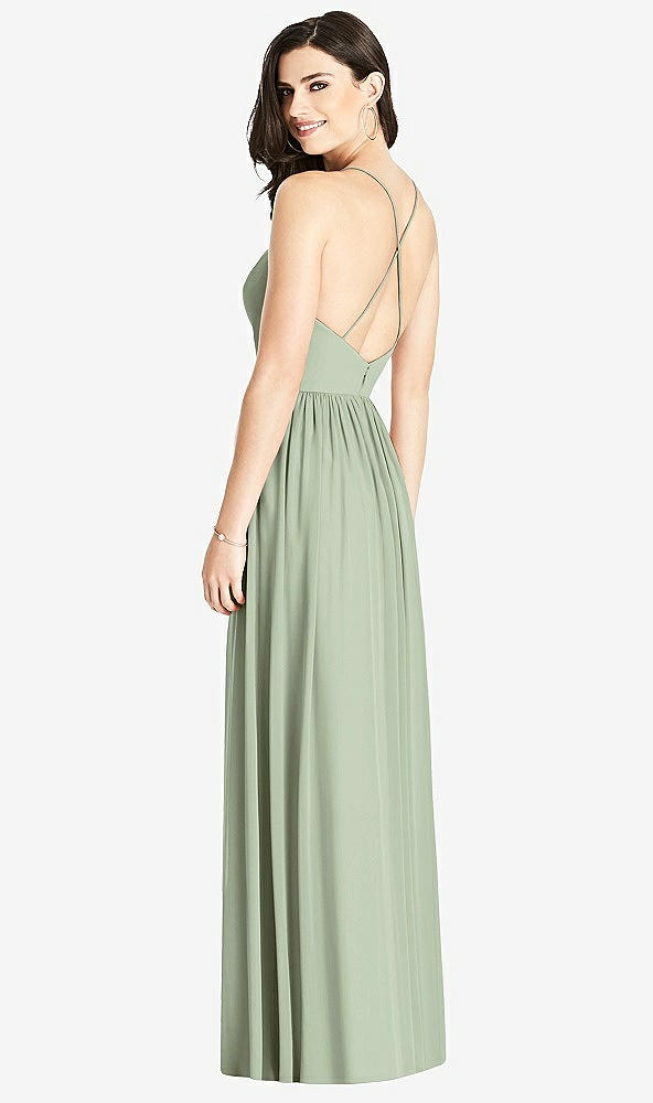 Back View - Sage Criss Cross Strap Backless Maxi Dress