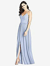 Front View Thumbnail - Sky Blue Criss Cross Strap Backless Maxi Dress