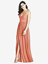 Front View Thumbnail - Terracotta Copper Criss Cross Strap Backless Maxi Dress