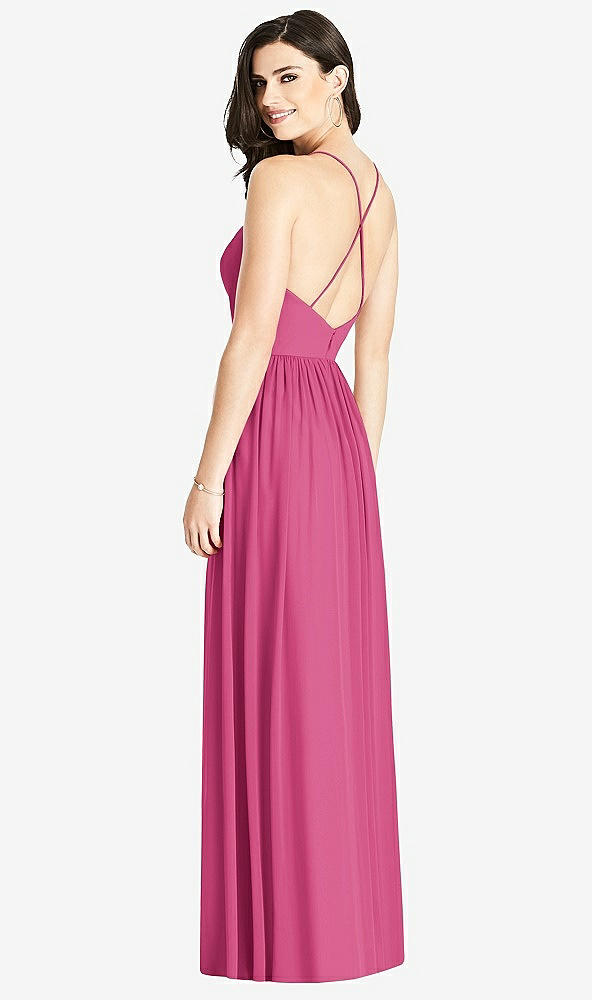 Back View - Tea Rose Criss Cross Strap Backless Maxi Dress