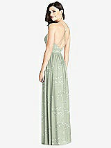 Rear View Thumbnail - Vintage Primrose Sage Criss Cross Strap Backless Maxi Dress