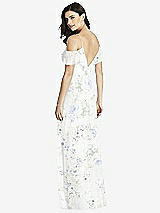 Rear View Thumbnail - Bleu Garden Ruffled Cold-Shoulder Chiffon Maxi Dress