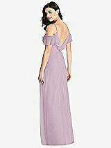 Rear View Thumbnail - Suede Rose Ruffled Cold-Shoulder Chiffon Maxi Dress