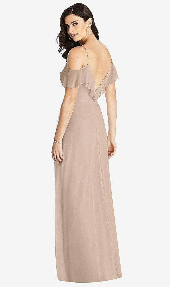 Back View - Topaz Ruffled Cold-Shoulder Chiffon Maxi Dress