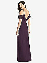 Rear View Thumbnail - Aubergine Ruffled Cold-Shoulder Chiffon Maxi Dress