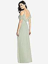 Rear View Thumbnail - Celadon Ruffled Cold-Shoulder Chiffon Maxi Dress