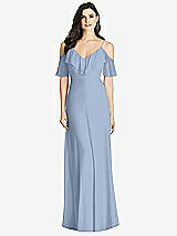 Front View Thumbnail - Cloudy Ruffled Cold-Shoulder Chiffon Maxi Dress