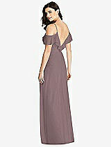 Rear View Thumbnail - French Truffle Ruffled Cold-Shoulder Chiffon Maxi Dress