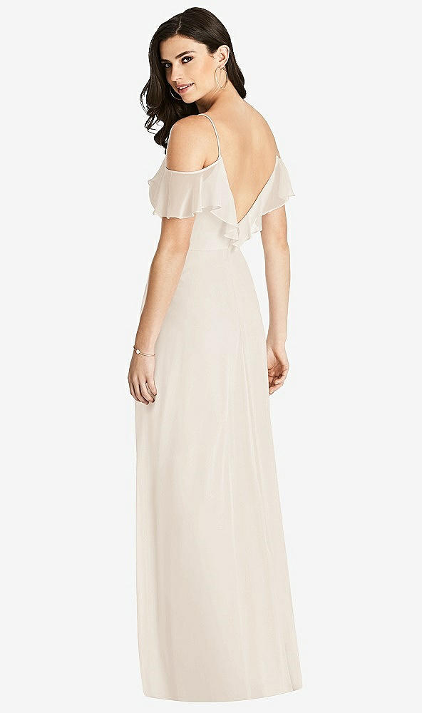 Back View - Oat Ruffled Cold-Shoulder Chiffon Maxi Dress