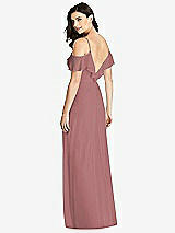 Rear View Thumbnail - Rosewood Ruffled Cold-Shoulder Chiffon Maxi Dress