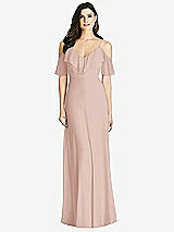 Front View Thumbnail - Toasted Sugar Ruffled Cold-Shoulder Chiffon Maxi Dress